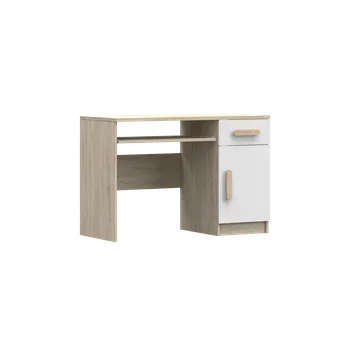 Psací stůl IDZ Psací stůl SMYK III 08, 110 cm Bílá + Dub Sonoma / Barevné úchytky Barva: Dub