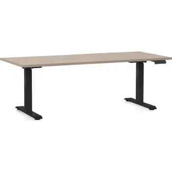 Psací stůl Výškově nastavitelný stůl OfficeTech D, 180 x 80 cm, černá podnož, dub