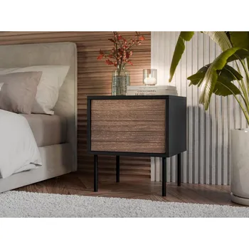 Noční stolek Sada dvou nočních stolků Heprano, Barva: černá / ořech warnia MIRJAN 5903211349867