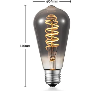 Lampička Lucande LED žárovka E27 ST64 4W 1 800 K stmívatelné titanová