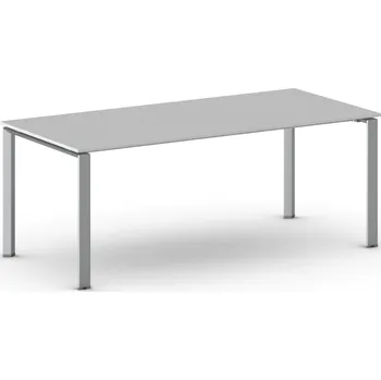 Psací stůl Jednací kancelářský stůl PRIMO INFINITY, 200x90 cm, šedostříbrná podnož, šedá