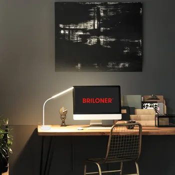 Lampička Briloner Stolní lampa Pivaz LED, dotykový stmívač, bílá LED 6 W celkem - Doprava zdarma