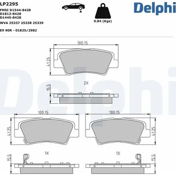 Brzdová destička Sada brzdových destiček, kotoučová brzda DELPHI LP2295