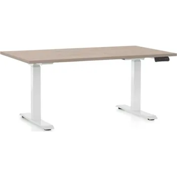 Psací stůl Výškově nastavitelný stůl OfficeTech C, 140 x 80 cm, bílá podnož, dub