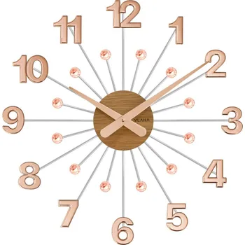 Hodiny VLAHA VCT1086 - Dřevěné Rosegold hodiny s kameny DESIGN vyrobené v Čechách