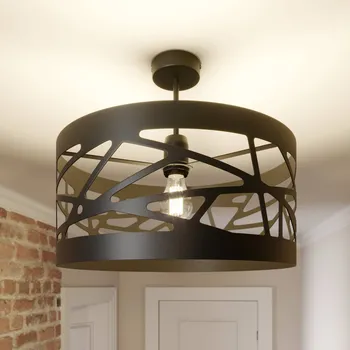 SIGMA Stropní světlo Modul Frez vzorovaný stínidlo Ø39cm černý - Výška stínidla na lampu 19 cm 1 x 60 W - Doprava zdarma