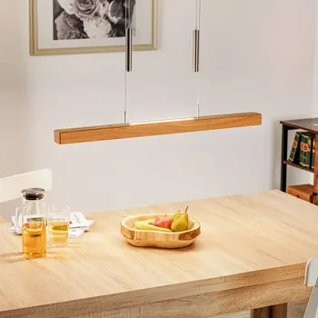 HerzBlut Leonora závěsné světlo Up&Down 85cm - délka baldachýnu 34 cm dub přírodní LED 19 W celkem (down) + LED 7,5 W celkem (up) - Doprava zdarma