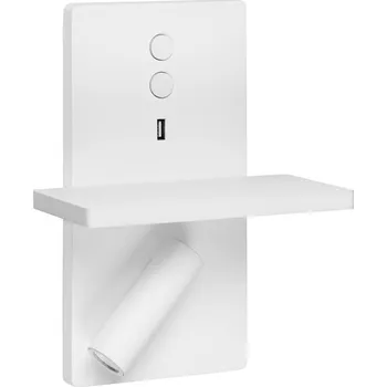 Lampička LEDS-C4 E-Lamp LED nástěnné světlo se spotem, bílá - výška nástěnný držák 23 cm 1 x 2,2 W LED + 1 x 9 W LED - Doprava zdarma