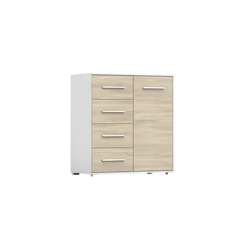 Komoda IDZ Komoda FRIDA MINI 1D4S 01, 90 cm Dub Sonoma / Bílá