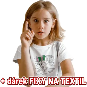omalovánky Dětské tričko k vymalování - Zajíček + 6ks Fixy na textil