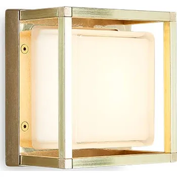 Venkovní osvětlení Moretti Luce Venkovní nástěnné Ice Cubic 3404, mosaz přírodní - nástěnný držák - šířka 11,2 cm, výška 11,2 cm, hloubka 2,2 cm LED celkem 11 W - Doprava zdarma