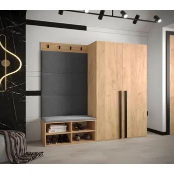 Předsíňová stěna Předsíňová stěna Miro 5 - dub Craft Barva: Tmavě šedá - Manila 16