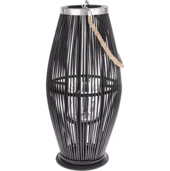 Casa de Engel Bambusová lucerna se sklem černá 0/2