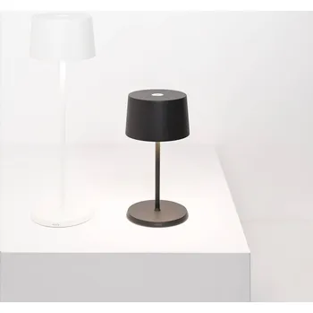 Venkovní osvětlení Zafferano Olivia mini 3K dobíjecí stolní lampa šedá - Výška stínidla 6,8 cm, výška podstavce 0,9 cm tmavě šedá 1 x 2 W LED - Doprava zdarma