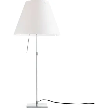 Lampička Luceplan Costanza stolní lampa Al bílá s difuzorem - stínidlo - Ø 40 cm, výška 28 cm; noha - 18 x 18 cm hliník, bílá 1 x 105 W - Doprava zdarma