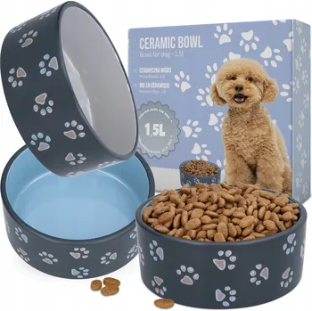 Miska pro psa Keramická miska pro psy s klopenýma ušima, modré odstíny, 1,5 l
