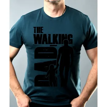 Pánské oblečení Walking DAD, černý potisk, táta a dítě - Pánské tričko Basic - Nejoblíbenější - S