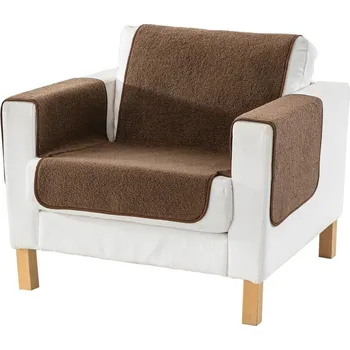 Napínací potah Blancheporte Buklé sherpa přehoz na křesla nebo pohovky hnědošedá 140x140 cm