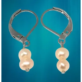 Náušnice Naušnice z říčních perel meruňkových s chirurgickou ocelí ( drobné)