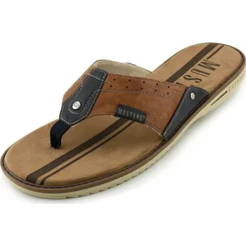 Pánské sandále Nadměrná velikost - žabky MUSTANG MU4152 cognac2 (letní pánské pantofle XXL)