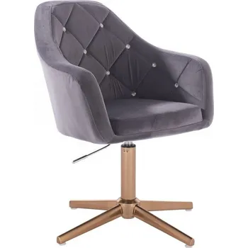 LuxuryForm DESIGN Křeslo ROMA VELUR na zlatém kříži - tmavě šedé