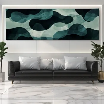 Obraz Obraz na plátně - Temné smaragdové skvrny FeelHappy.cz Velikost obrazu (šířka x výška): 60 x 20 cm