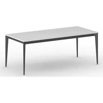 Psací stůl Jednací kancelářský stůl PRIMO ACTION, 200x90 cm, černá podnož, bílá