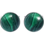 JSB bijoux s.r.o. Stříbrné náušnice puzety s pravým kamenem Malachit (Stříbro 925/1000)