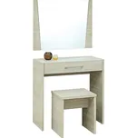 Toaletní stolek MIA se zrcadlem a taburetem Dekor: Modřín latte