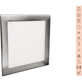 Bodové svítidlo LED svítidlo podhledové 18W 3800K čtverec matt chrom IP20