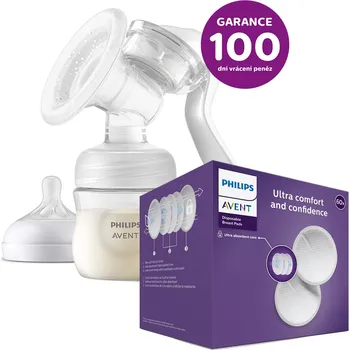 Odsávačka mléka Philips AVENT Odsávačka mateř. mléka manuální + Prsní vložky jednorázové 60 ks