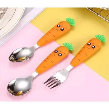 Příbor Příbor pro nejmenší - SET MRKVIČKY - LŽIČKA KULATÁ 38 mm (bez pouzdra) (Značka: MOONBIFFY)