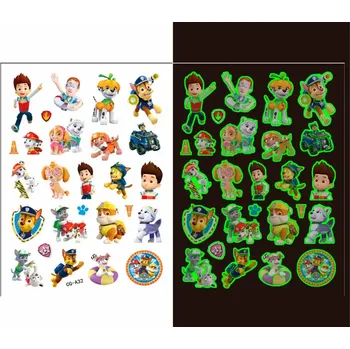 Odstranitelné tetování Dětské dočasné tetování - TLAPKOVÁ PATROLA 3 - SVÍTÍCÍ VE TMĚ (Značka: TAKARA TOMY)