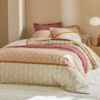 Povlečení Blancheporte Povlečení Eddy s grafickým designem, bavlna písková povlak na polštář 65x65 cm