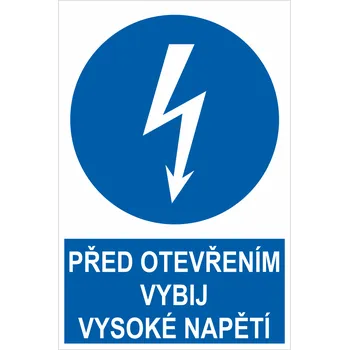 Před otevřením vybij vysoké napětí plast 0,5 mm 300x200 mm