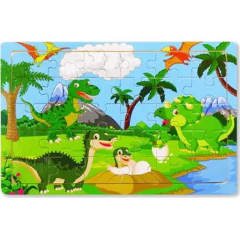 Puzzle Dřevěné puzzle pro nejmenší (L-30ks) - DINOSAUŘI 4 (Značka: DDWE)