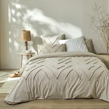 Povlečení Blancheporte Povlečení Amezia ze seprané bavlny písková napínací prostěradlo 90x190 cm