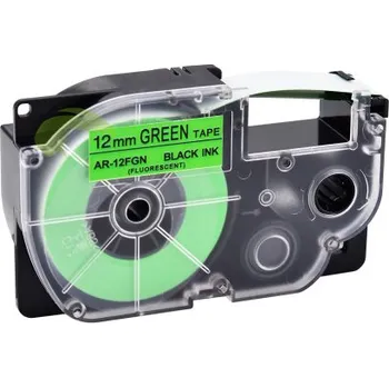 Pásek do tiskárny TONERSYP páska pro Casio XR-12FGN - 12mm × 8m signální, černý tisk / svítivě zelený podklad