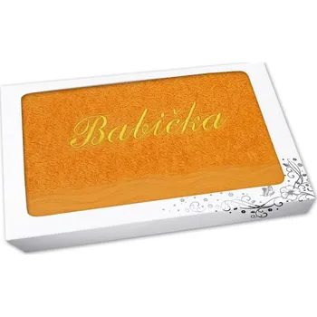 Látkový kapesník Dárkové balení ručníku BABIČKA oranžový