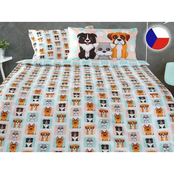 Povlečení Saténové dětské povlečení do postýlky 90x135, 40x60 GEON Roztomilí psi