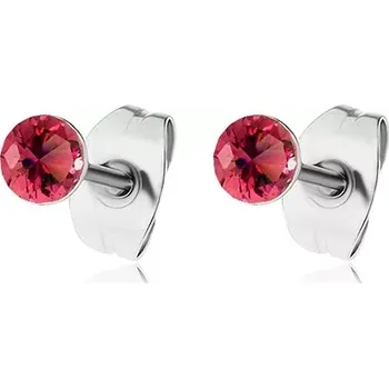 Náušnice Puzetové náušnice z oceli 316L, červené kulaté zirkony v lesklé objímce
