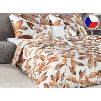 Povlečení Luxusní saténové povlečení 70x90, 140x220 GEON Listy voskovky hnědá