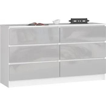 Šatní skříň Komoda K120 6SZ CLP-bílá/metalic