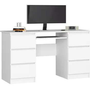 Počítačový stůl A-11 - bílá/bílá lesk