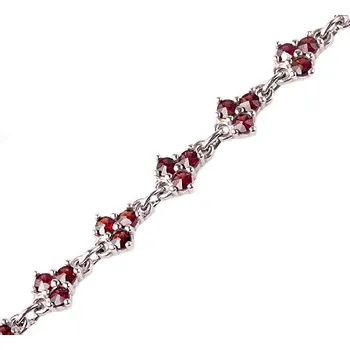 Náramek granát - stříbrný náramek (4035) povrchová úprava: rhodiované