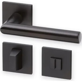 Dveřní kování AC-T SERVIS Dveřní klika TIPA Exclusive černý satén - hranatá rozeta Provedení kliky: vč. rozety WC, Mechanizmus rozety: Kovová konstrukce