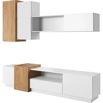 Obývací stěna Obývací stěna TRIO bílá a dub craft zlatý