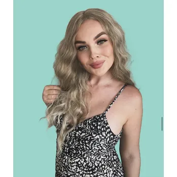 Paruka Hustě vlnitá blond paruka Alice se síťkou (lace front)