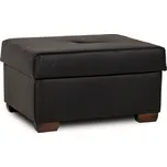 Kožený taburet s úložným prostorem LIVE, černá/ořech