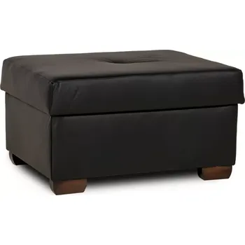 Taburet Kožený taburet s úložným prostorem LIVE, černá/ořech